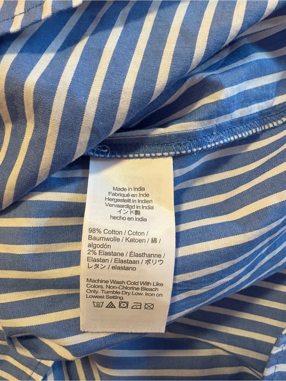 J. Crew Blue & White Striped Short Sleeve Popover Blouse - Picture 5 of 5